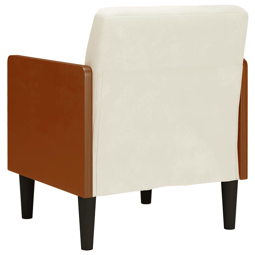 sofastol med armlæn 55 cm fløjl cremefarvet