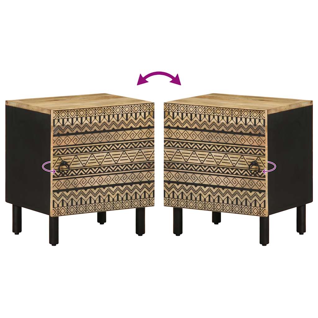 sengeskabe 2 stk. 40x33,5x46 cm massivt ru mangotræ sort