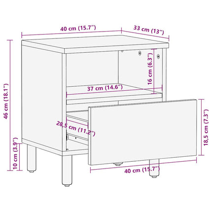 sengebord 40x33x46 cm massivt ru mangotræ sort
