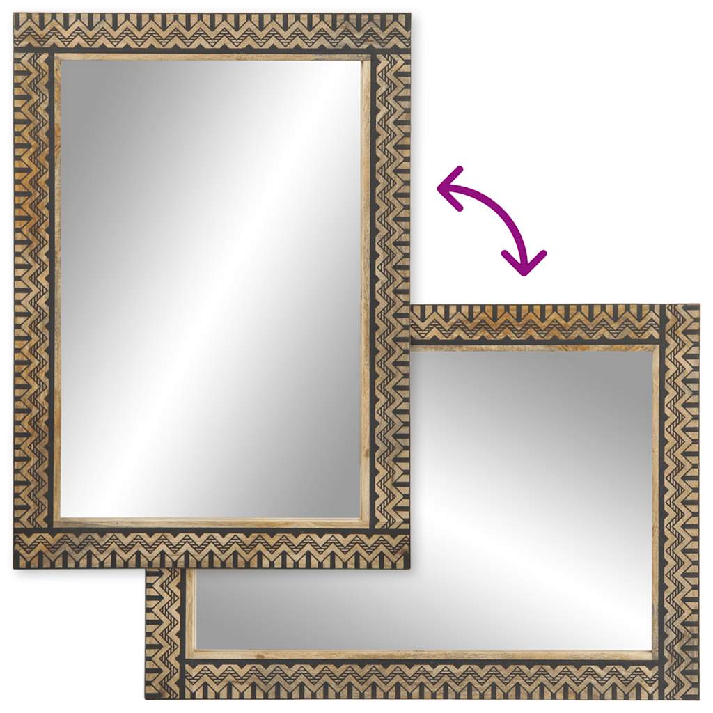 badeværelsesspejl 50x70 cm massivt mangotræ og glas