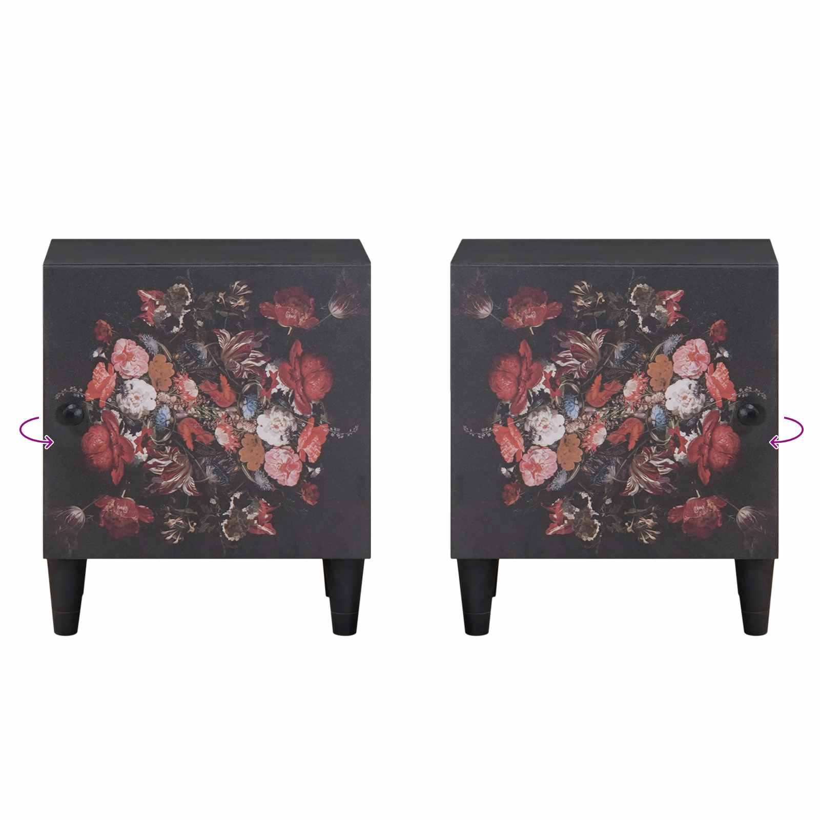 Sengebord med Dør 2 pcs Sort 40 x 33 x 46 cm Massivt mangotræ