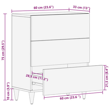 Opbevaringsskabe Flerfarvet 60 x 33,5 x 75 cm Massivt mangotræ