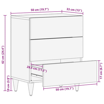 Sengebord Flerfarvet 50 x 33 x 60 cm Massivt mangotræ