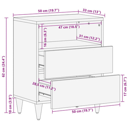 Sengebord Flerfarvet 50 x 33 x 60 cm Massivt mangotræ