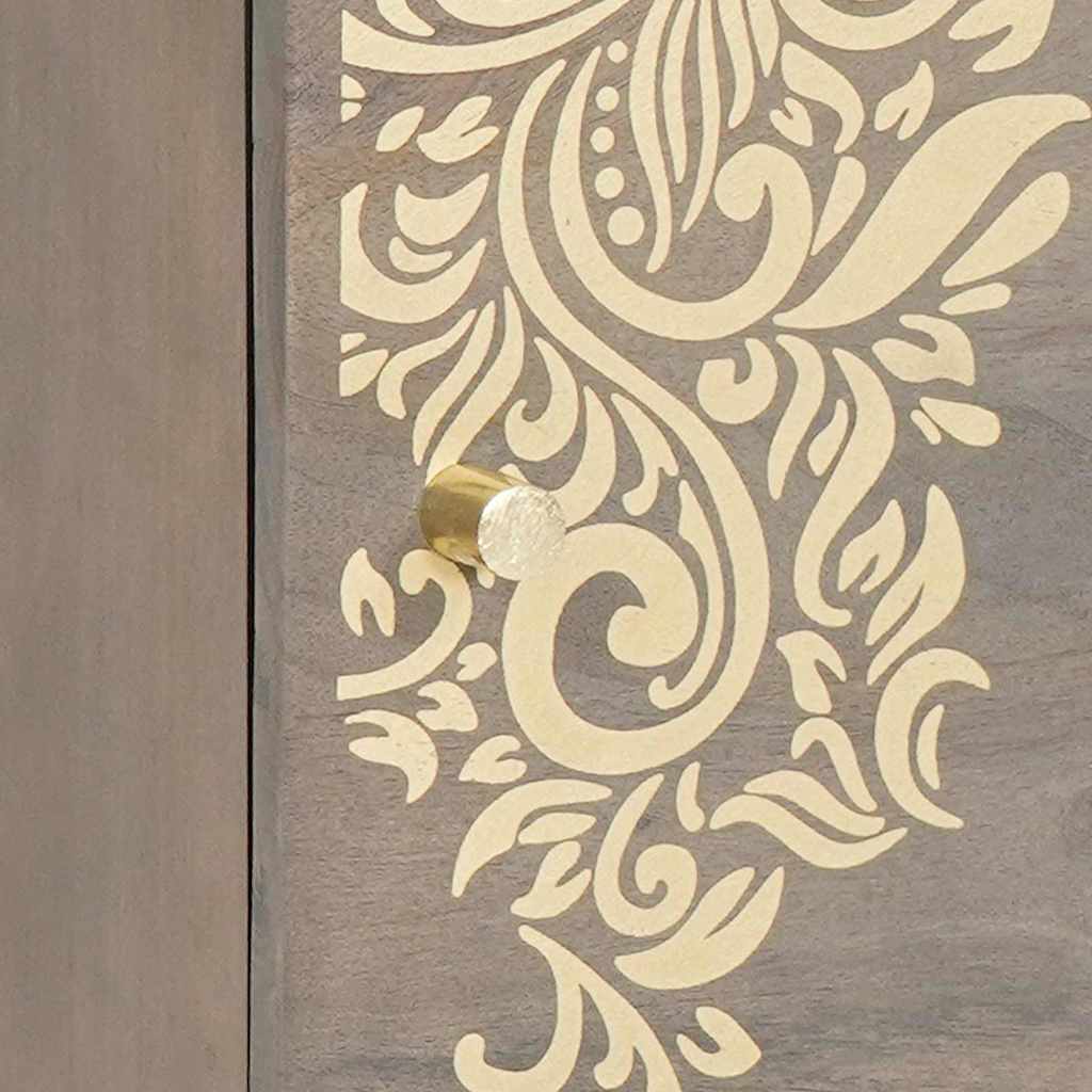 Sengebord med Dør 2 pcs Grå 40 x 33 x 46 cm Massivt mangotræ