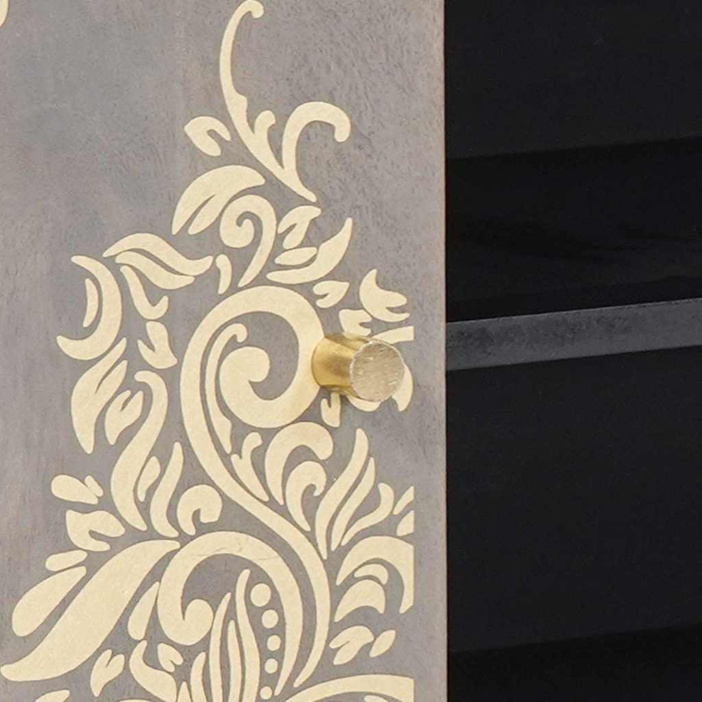 TV-skab med hylde med dør Grå 105 x 33 x 46 cm Massivt mangotræ