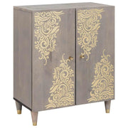 Sideboard Grå og Guld 60 x 33 x 75 cm Massivt mangotræ