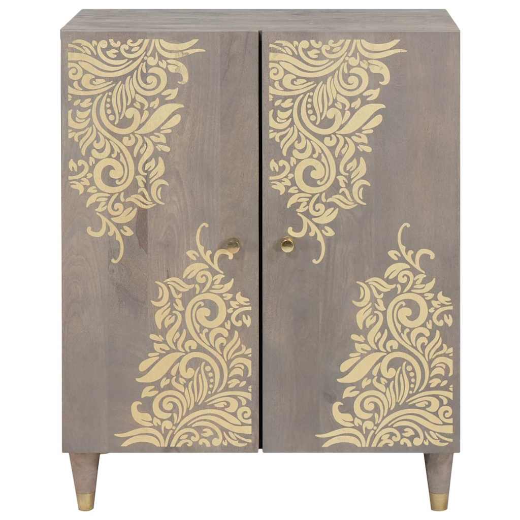 Sideboard Grå og Guld 60 x 33 x 75 cm Massivt mangotræ