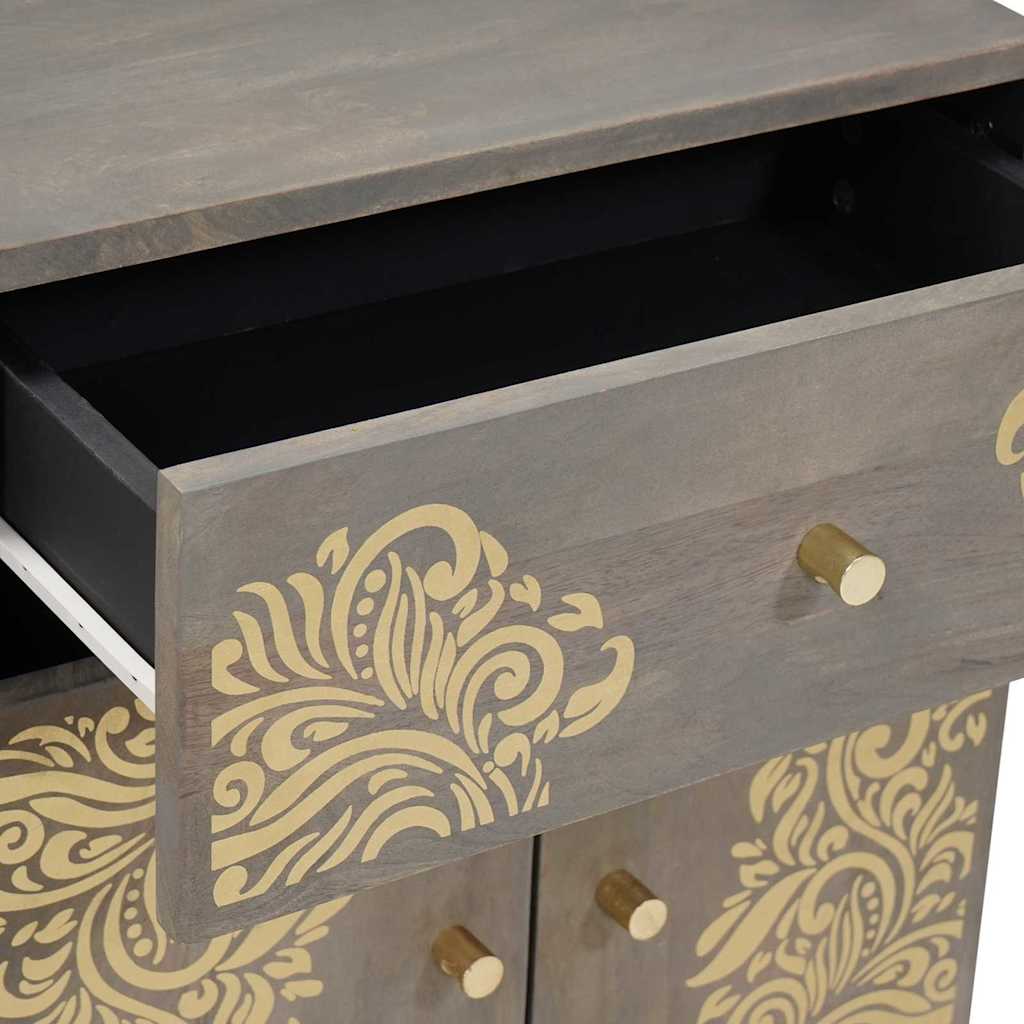 Sengebord med Dør Grå 50 x 33 x 60 cm Massivt mangotræ