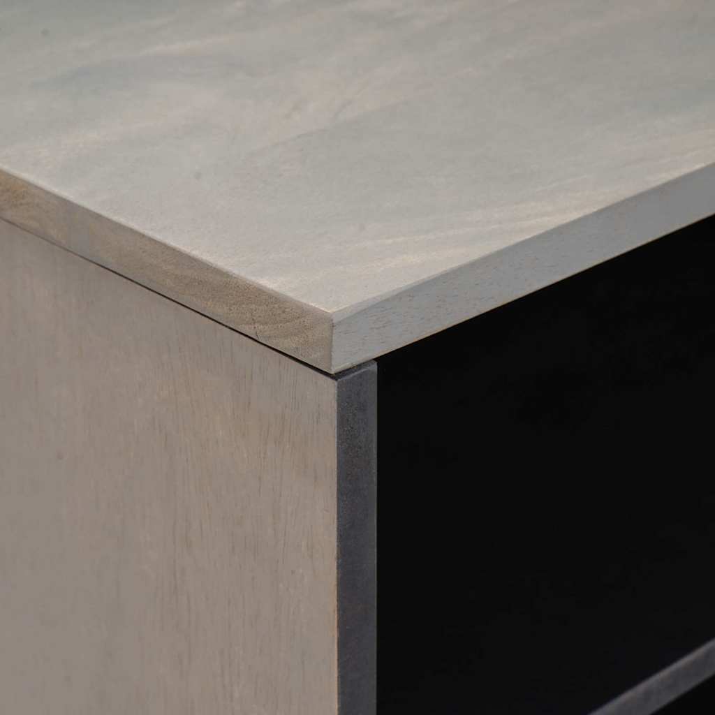 TV-skab med hylde med dør Grå 80 x 33 x 46 cm Massivt mangotræ