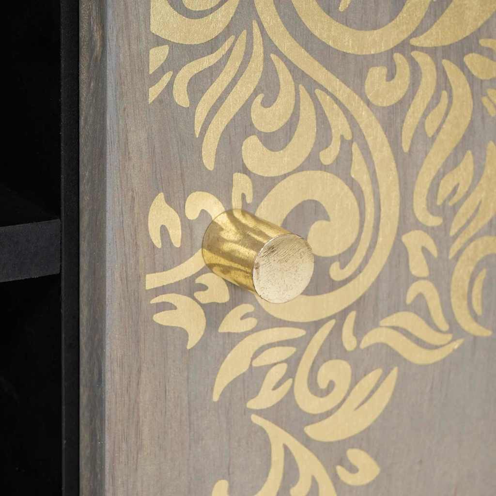 TV-skab med hylde med dør Grå 80 x 33 x 46 cm Massivt mangotræ