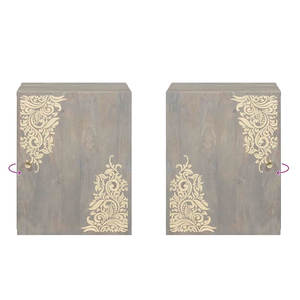 Vægskab Vægmonteret Grå 38 x 33 x 48 cm Massivt mangotræ