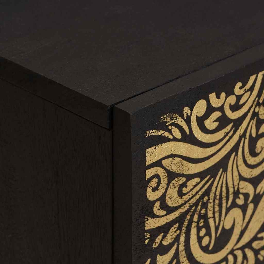 Sengebord med Dør Sort 40 x 33 x 46 cm Massivt mangotræ