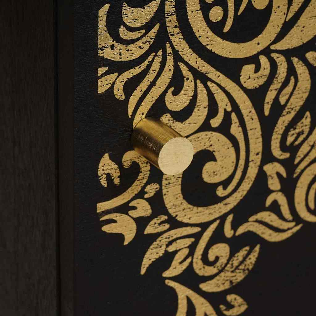 Sengebord med Dør 2 pcs Sort 40 x 33 x 46 cm Massivt mangotræ