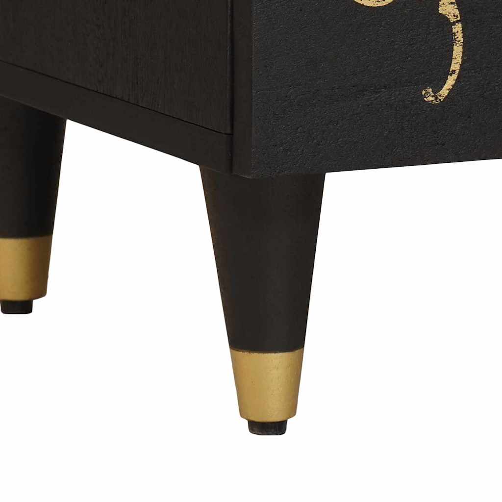 Sengebord med Dør 2 pcs Sort 40 x 33 x 46 cm Massivt mangotræ