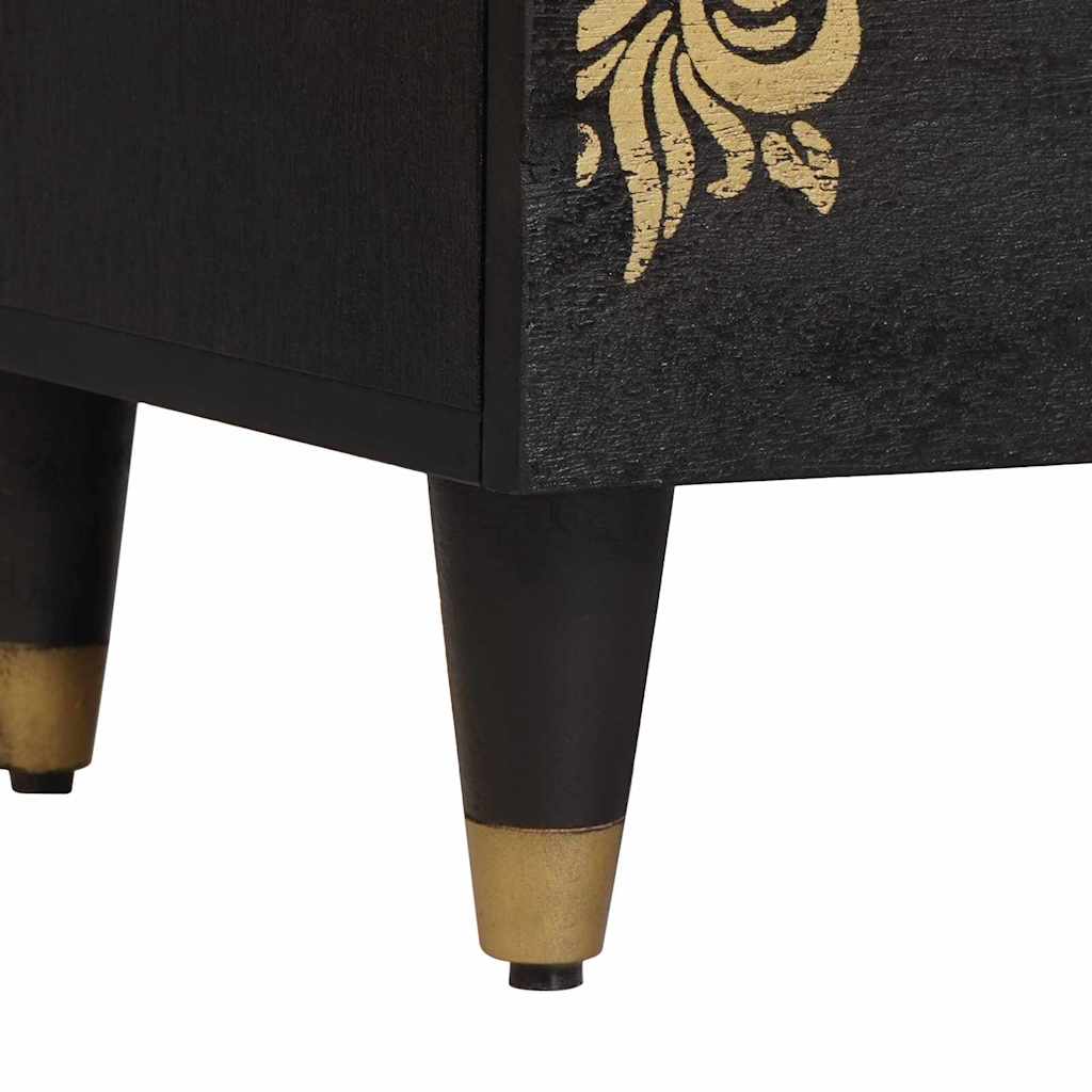 Natskab med skuffe 2 pcs Sort 40 x 33 x 46 cm Massivt mangotræ