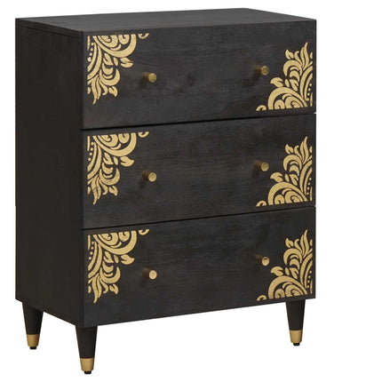 Sideboard Sort 60 x 33 x 75 cm Massivt mangotræ