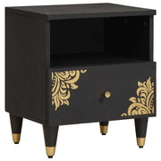 Natskab med skuffe Sort 40 x 33 x 46 cm Massivt mangotræ