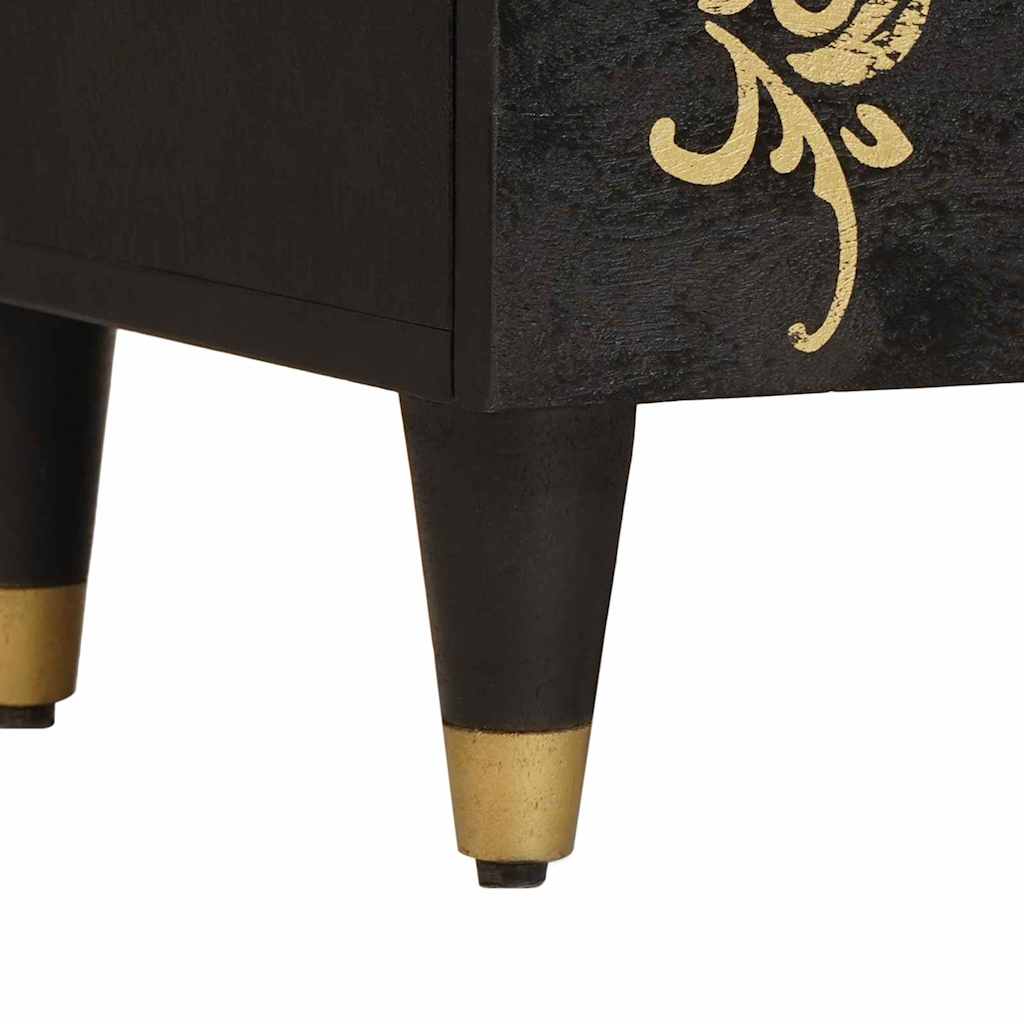 Sengebord med Dør Sort 50 x 33 x 60 cm Massivt mangotræ