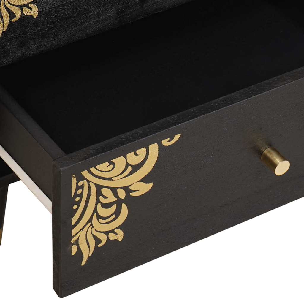 Natskab med skuffe Sort 50 x 33 x 62 cm Massivt mangotræ