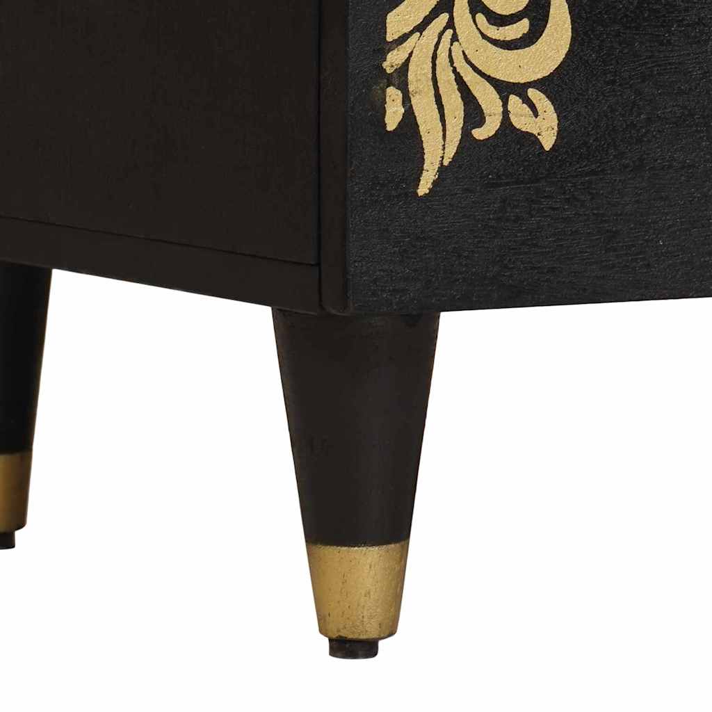 Natskab med skuffe Sort 50 x 33 x 62 cm Massivt mangotræ