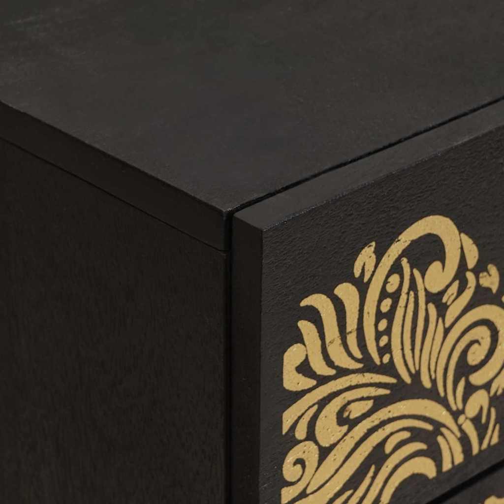 Sengebord med Dør Sort 50 x 33 x 60 cm Massivt mangotræ