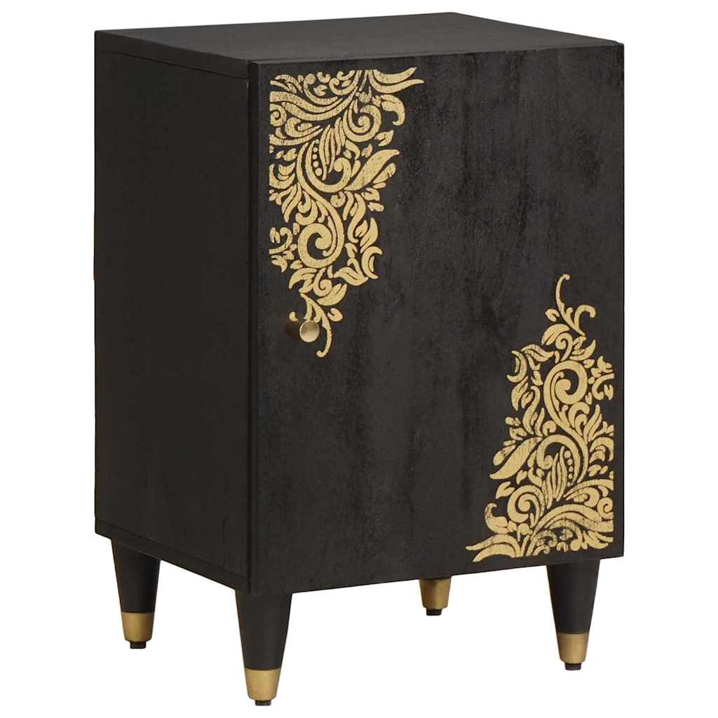 Badeværelsesskab med dør Sort 38 x 33 x 58 cm Massivt mangotræ