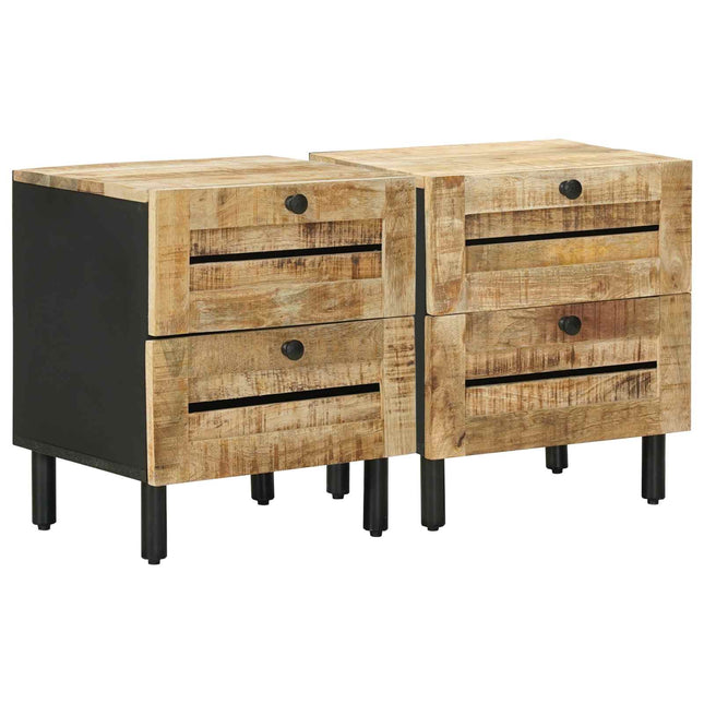 Sengebord 2 stk. Naturfarvet 40 x 33 x 46 cm Massivt mangotræ