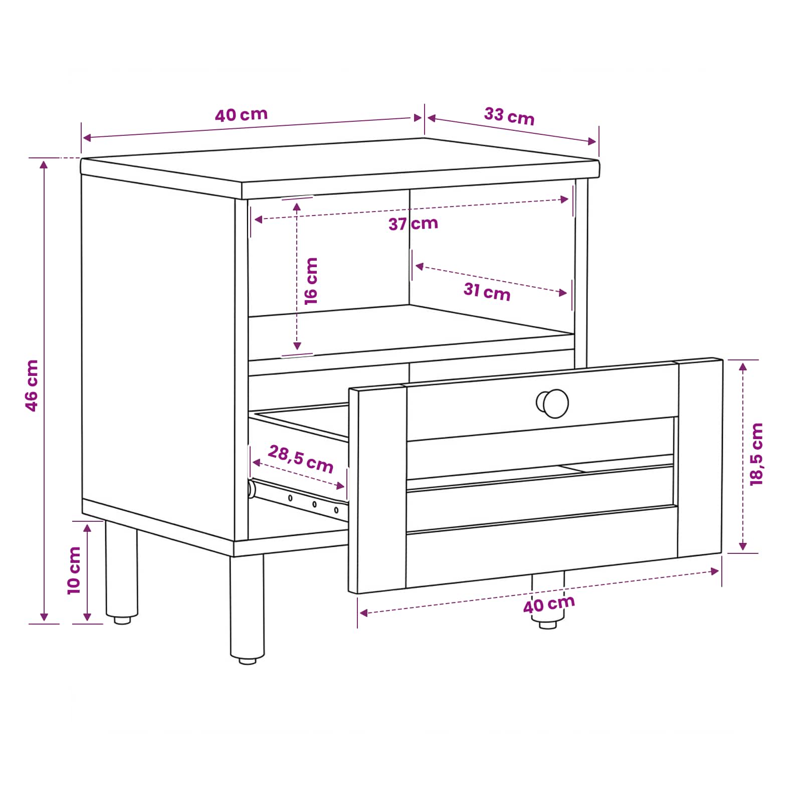 Sengebord 2 pcs Brun 40 x 33 x 46 cm Massivt mangotræ