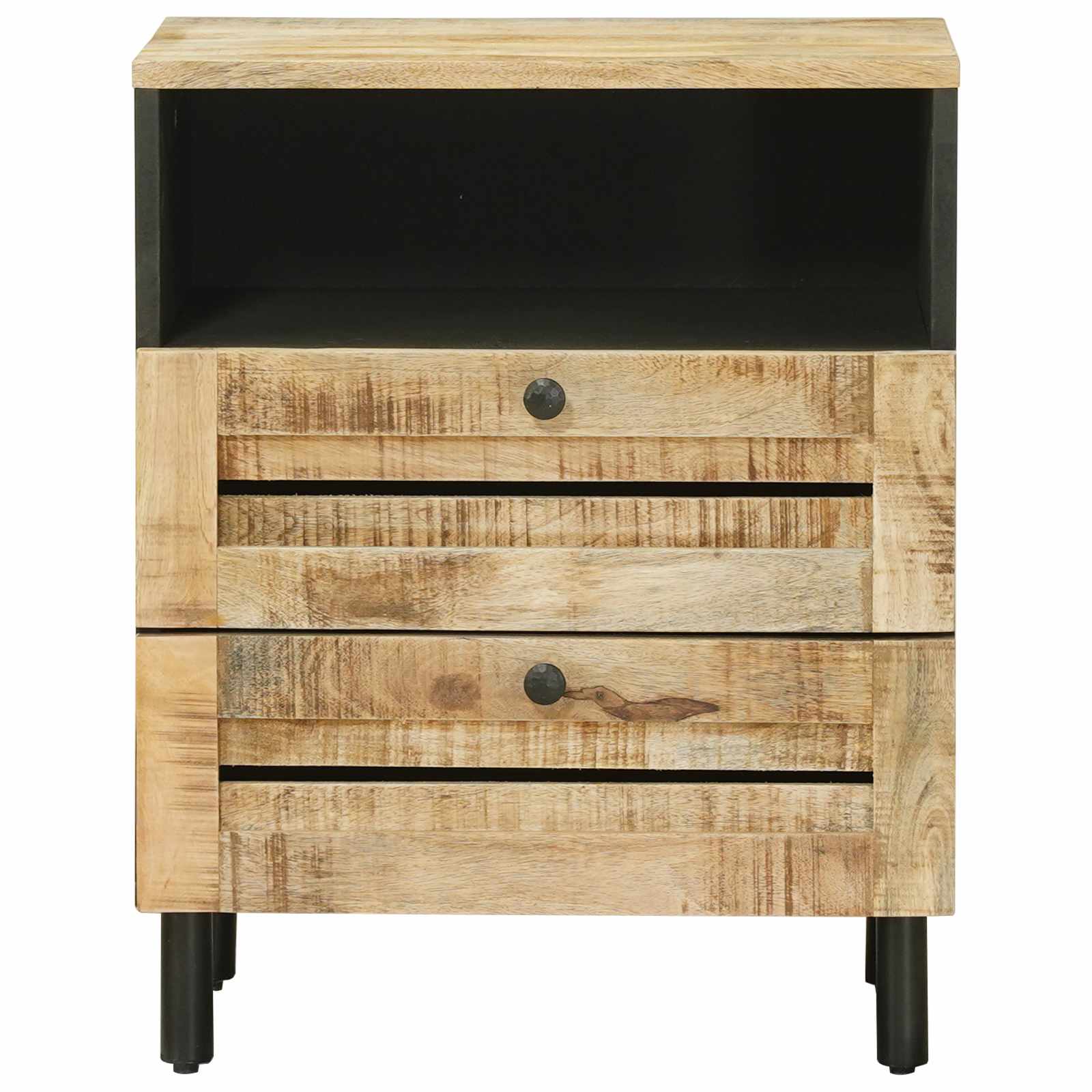 Sengebord Brun og sort 50 x 33 x 60 cm Massivt mangotræ