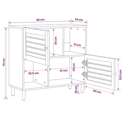 Opbevaringsskabe Brun 80 x 33,5 x 75 cm Massivt mangotræ
