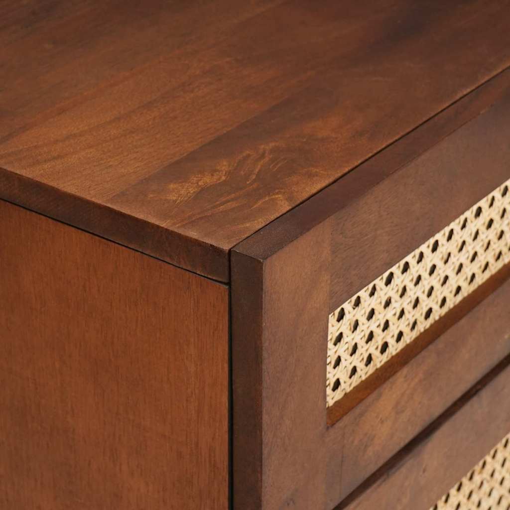 Sengeborde Brun 50 x 33 x 60 cm Rattan og solid mango træ