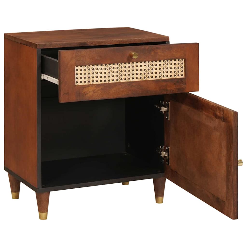 Sengeborde Brun 50 x 33 x 60 cm Rattan og solid mango træ