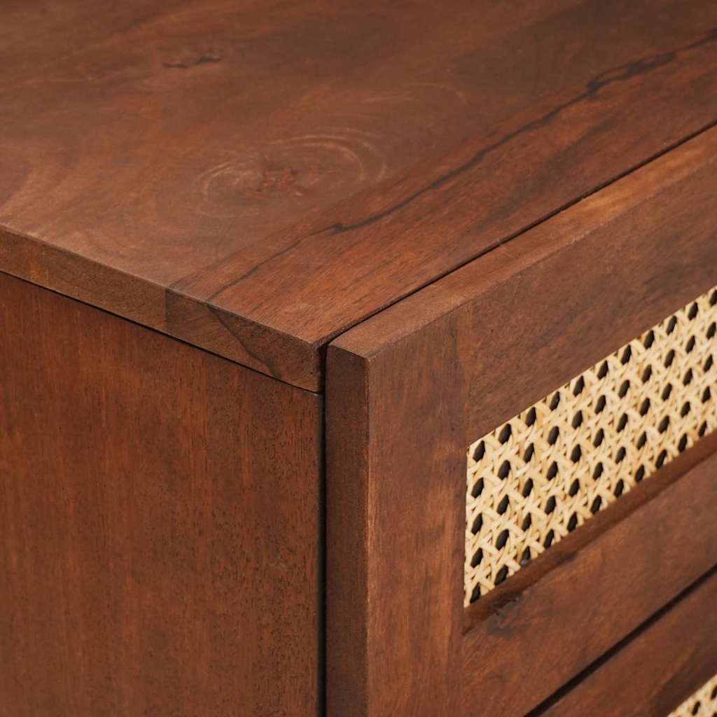 Sengeborde Brun 50 x 33 x 60 cm Rattan og solid mango træ