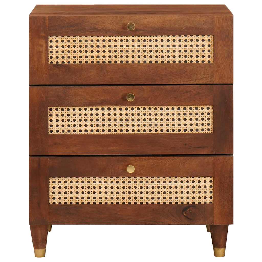 Sengeborde Brun 50 x 33 x 60 cm Rattan og solid mango træ
