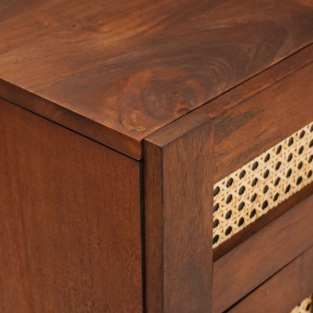 Sengeborde Brun 50 x 33 x 60 cm Rattan og solid mango træ