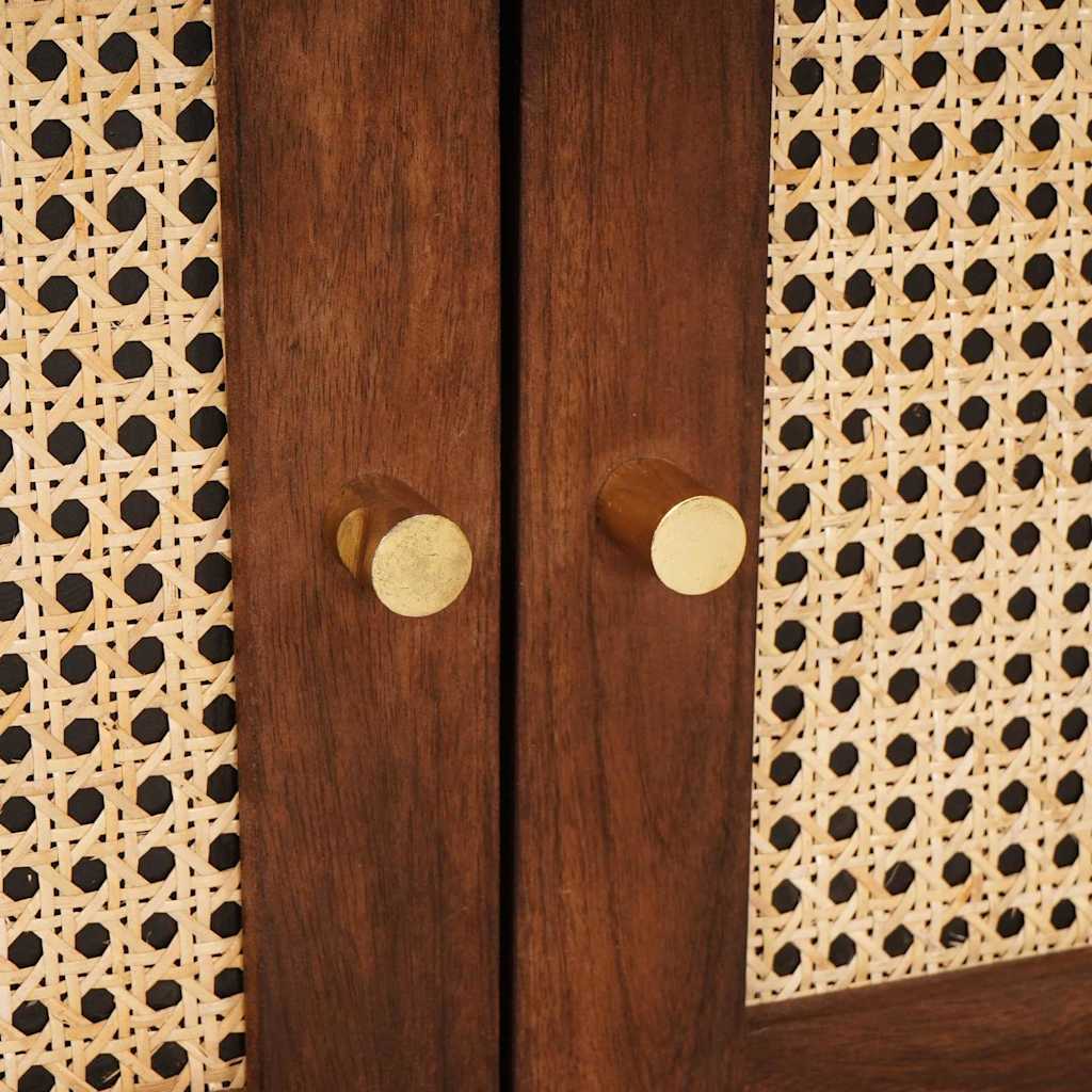 Sengeborde Brun 50 x 33 x 60 cm Rattan og solid mango træ