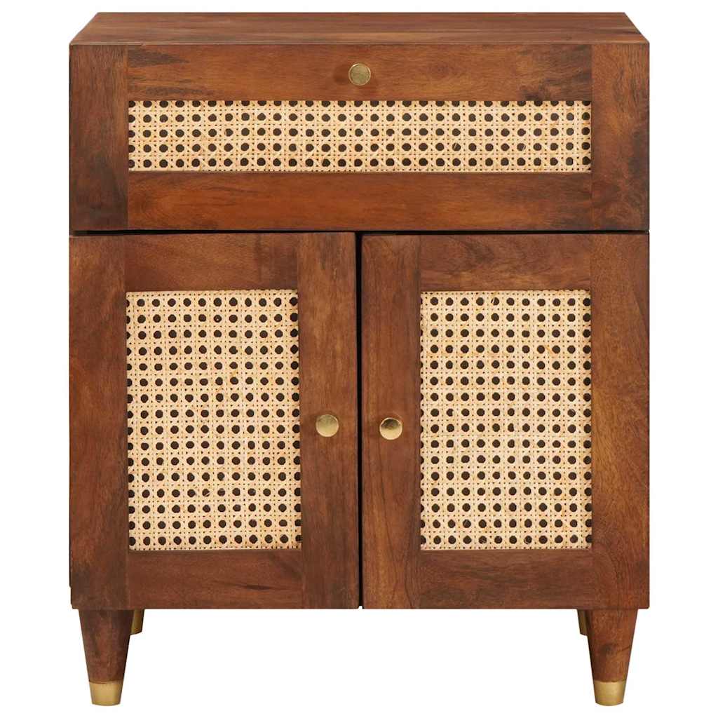 Sengeborde Brun 50 x 33 x 60 cm Rattan og solid mango træ