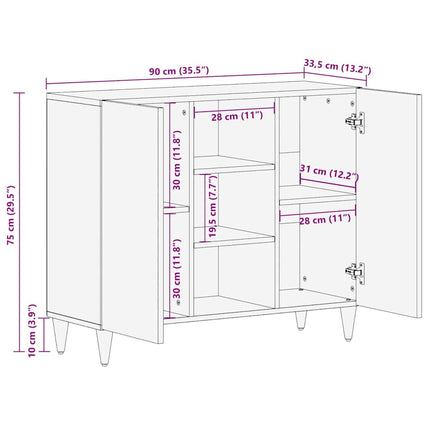 Sideboard Brun 90 x 33,5 x 75 cm Massivt mangotræ