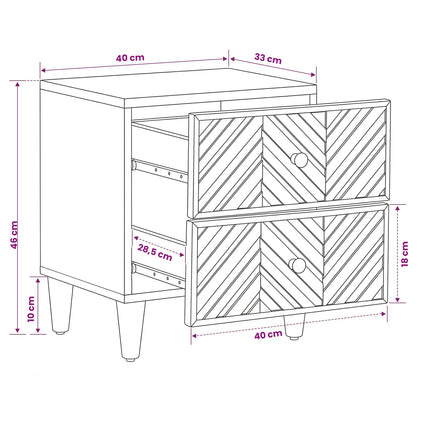 Sengebord 2 pcs Brun 40 x 33,5 x 46 cm Massivt mangotræ