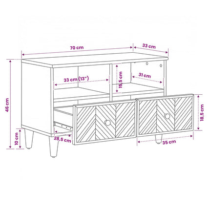 Opbevaringsskabe Brun 70 x 33,5 x 46 cm Massivt mangotræ