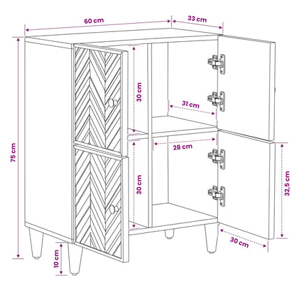 Opbevaringsskabe Brun 60 x 33,5 x 75 cm Massivt mangotræ