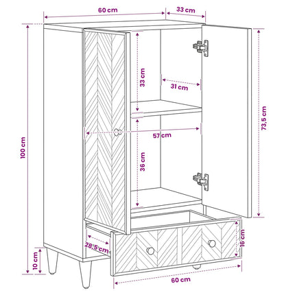 Opbevaringsskabe Brun 60 x 33,5 x 100 cm Massivt mangotræ