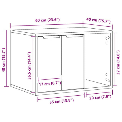 toiletskjuler kattebakke 60x40x40 cm konstrueret træ sonoma-eg