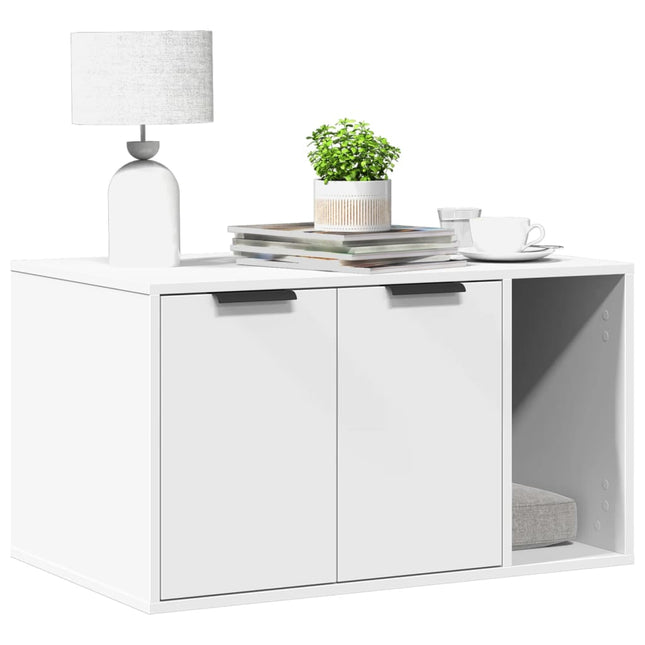 toiletskjuler til kattebakke 80x50x45 cm konstrueret træ hvid