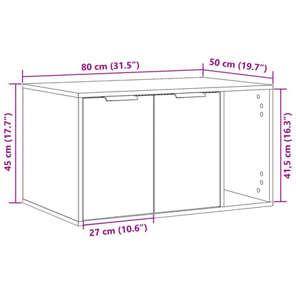 toiletskjuler kattebakke 80x50x45 cm konstrueret træ røget eg