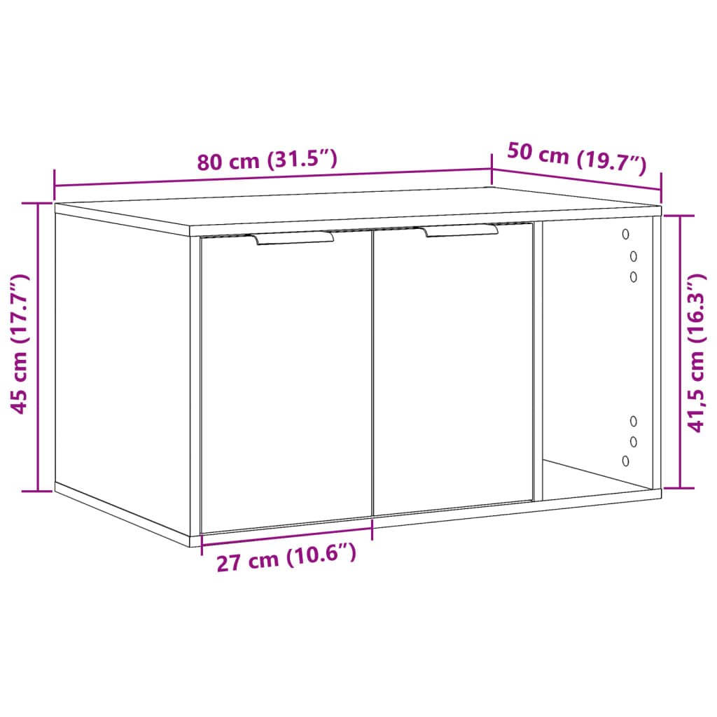 toiletskjuler kattebakke 80x50x45 cm konstrueret træ gammelt eg