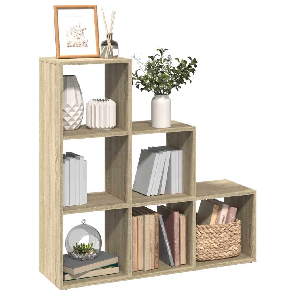 Bogreol/rumdeler i konstrueret træ - 99 × 29 × 99 cm, 3 niveauer, sonoma-eg