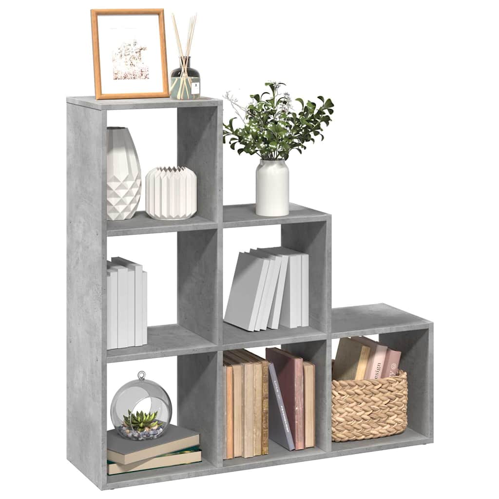 bogreol/rumdeler 99x29x99cm 3 niveauer konstrueret træ betongrå billede
