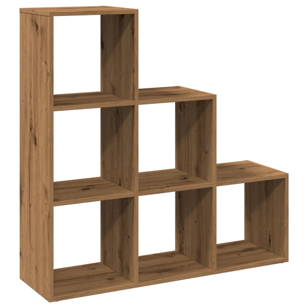 bogreol/rumdeler 99x29x99 cm 3 niveauer konstrueret træ kunsteg billede